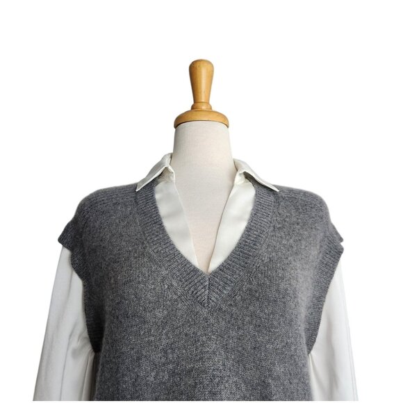 Magaschoni Cashmere Twofer Pullover Sweater Vest Top Women's M - Picture 10 of 12